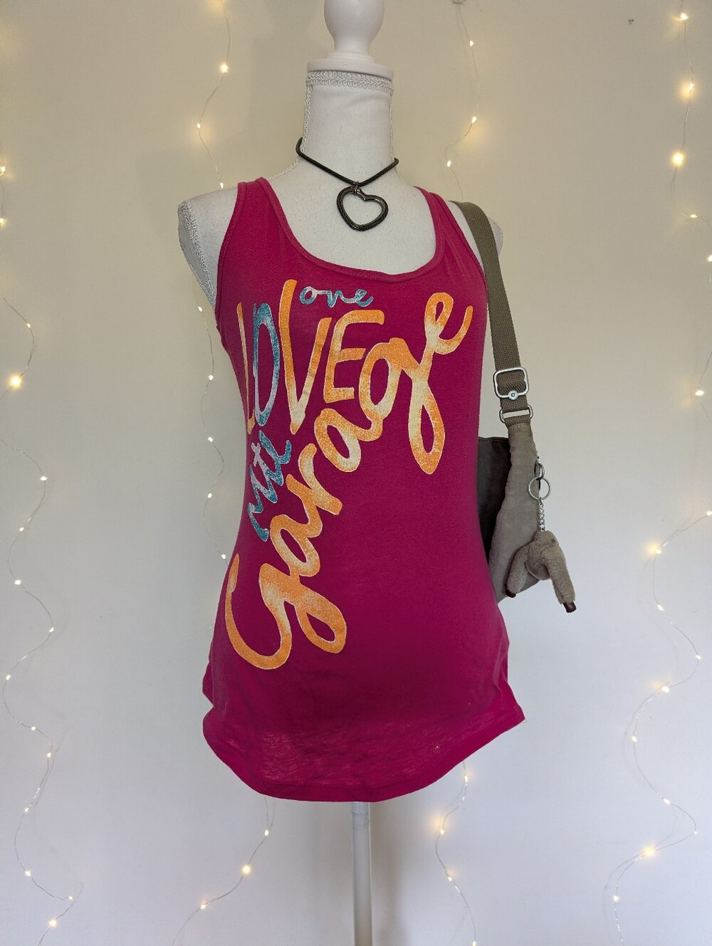 Garage Pink Y2K Graphic Racerback Tank Top